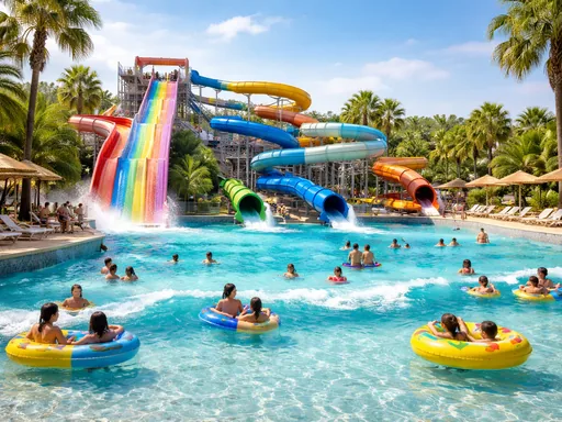 Scivoli e piscina in un acquapark